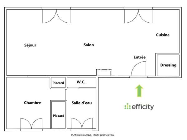 Appartement 2 pièces - 50 m² Exclusivité efficity