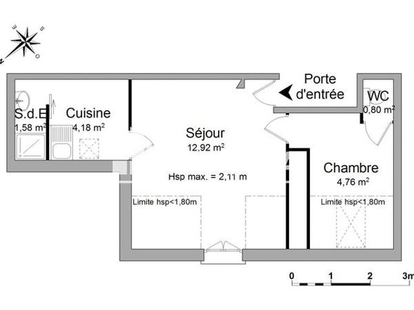 Location Studio 24.24 m² - 49 RUE D'ANJOU Versailles 78000