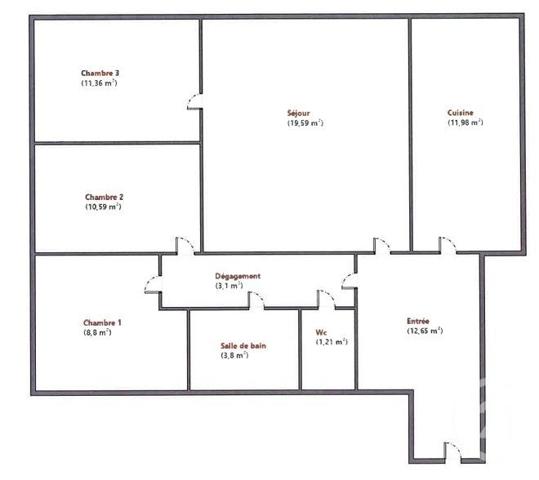 Appartement F4 à vendre  4 pièces - 83,08 m2 PARIS - 75013