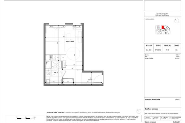 Louer appartement 1 pièce de 29 m²