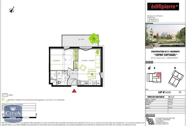 Appartement à louer 2 pièces 38.5m² Quetigny (21800)