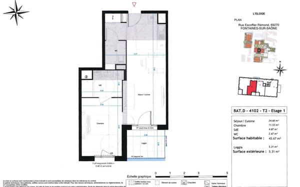 Appartement à vendre    2 pièces •  Fontaines-sur-Saône