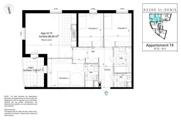 Appartement à vendre 4 pièces 89 m² Saint-Denis