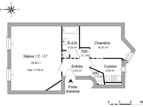 Location Appartement 2 pièces 50.89 m² - 85 RUE MYRHA Paris 75018
