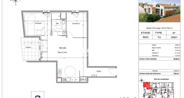 Location Appartement 3 pièces 62.58 m² - Morières-lès-avignon 84310
