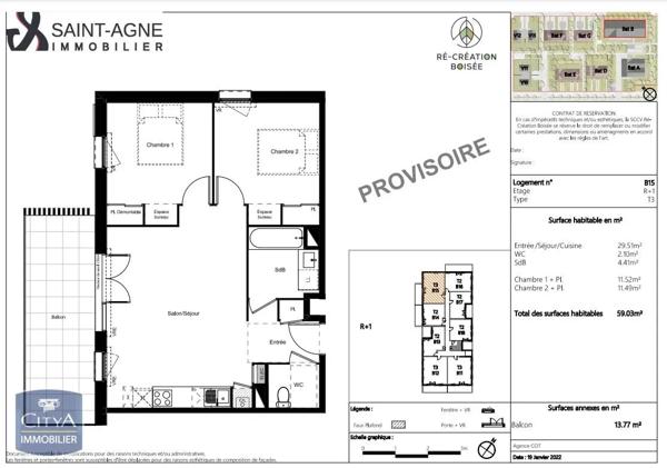 Appartement à louer 3 pièces 59.27m² Villeneuve-Tolosane (31270)