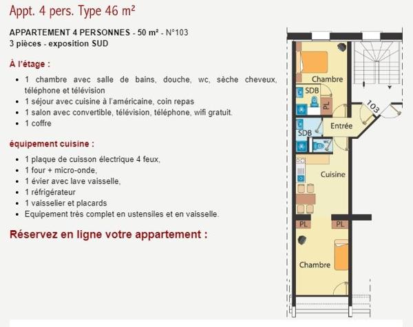 Saint François Longchamp-Coeur station T3 40 m² meublé et équipé