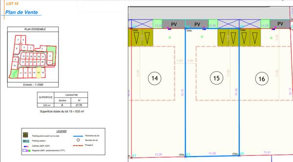 ORNAISONS- TERRAIN 533 m² - PRIX DIRECT PROMOTEUR