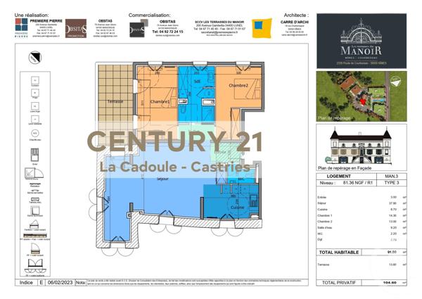 Appartement T3 à vendre  3 pièces - 91 m2 NIMES - 30