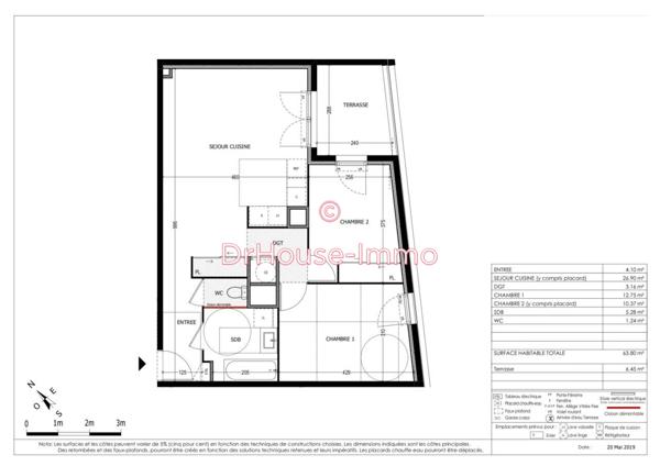 Appartement à louer 3 pièces de 63 m²