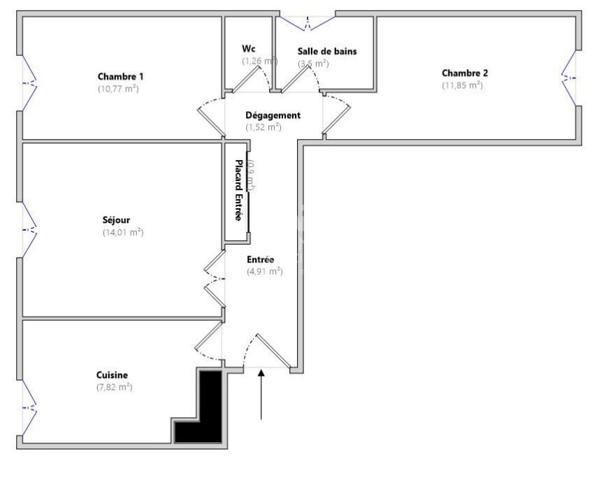 Appartement 3 pièces à vendre à Nanterre - Investissement idéal 280 000 € **  - Référence  15537