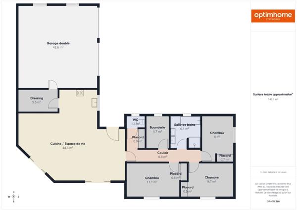 A LOUER MAISON FAMILIALE PLAIN-PIED – 3 CHAMBRES – GARAGE DOUBLE – 1500 M2 DE TERRAIN