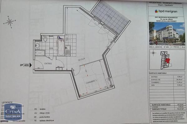 Appartement à louer 2 pièces 46.92m²