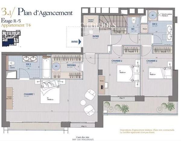 Penthouse VEFA 3 ou 4 chambres 154m2 de terrasses et parkings