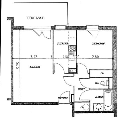 Appartement 2 pièces - 45 m² Exclusivité efficity
