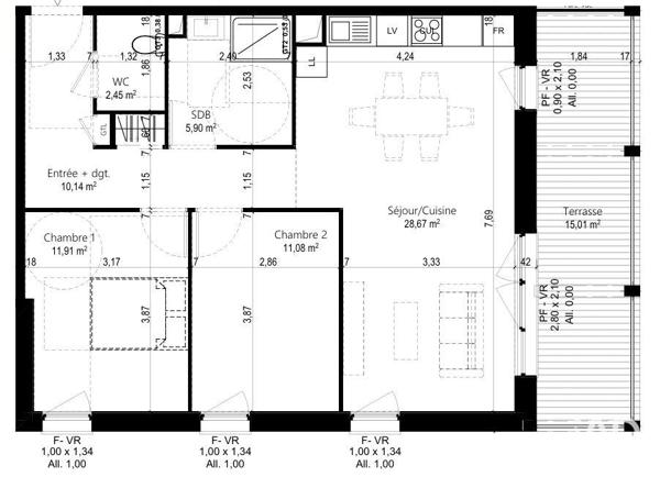 Appartement (neuf) à vendre 3 pièces 70 m² Beaumont