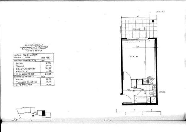 Appartement 1 pièce                                        - 44000 Nantes Réf : 12114