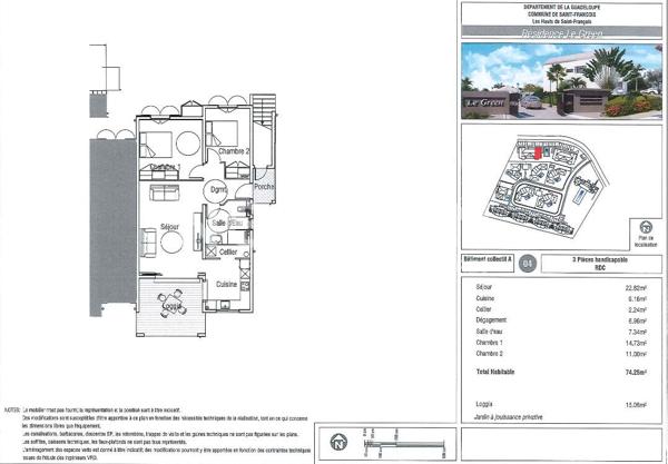 A Vendre à Saint-François, Appartement neuf T3 d'exception de 74.25m² .