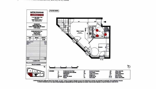 Appartement Nantes 2 pièce(s) 37.96 m2 Quartier Saint Joseph de Porterie