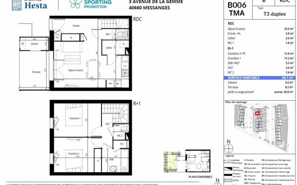 Maison à vendre    3 pièces • 66,10 m2 Messanges