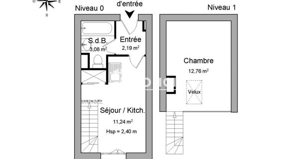 Location Studio 29.29 m² - Villeurbanne 69100