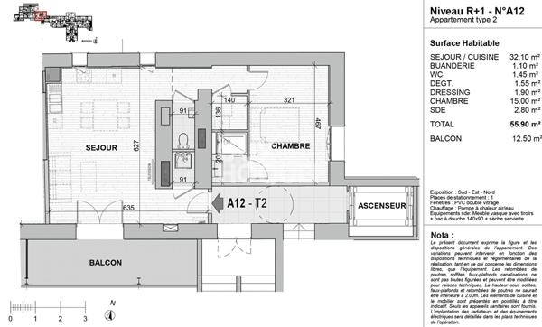Appartement Vourles 2 pièce(s) 55.9 m2