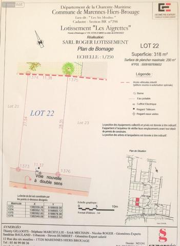 Terrain à Batir à vendre à Marennes-Hiers-Brouage en Charente-Maritime (17320), ref : DD/JOM/23-10-22