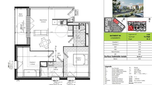 Appartement à vendre 3 pièces 61 m² Bretteville-sur-Odon