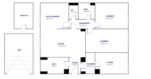 Appartement 4/5 pièces avec box en extérieur et cave
