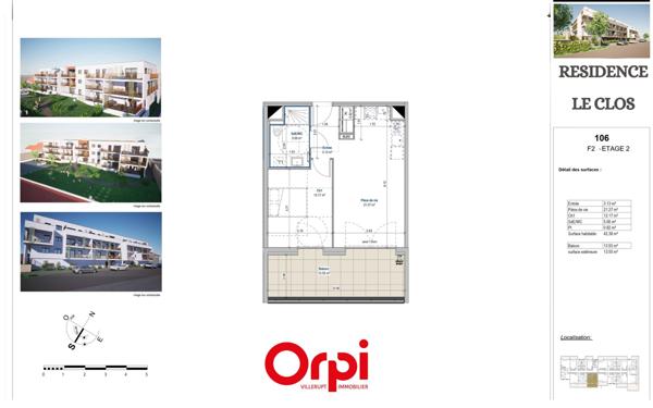 Appartement à vendre    2 pièces • 42,38 m2 Longlaville