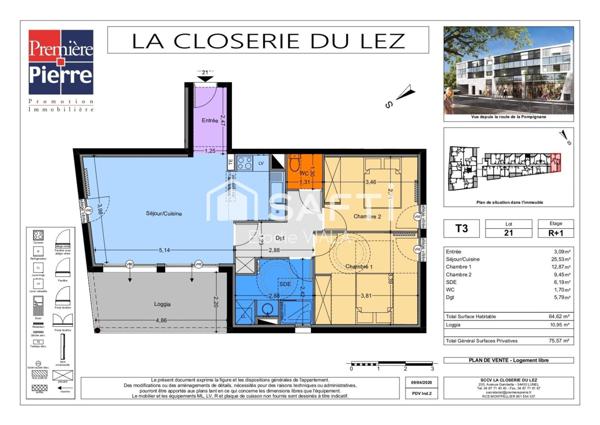 Castelnau le lez : F3 neuf  + loggia & garage fermé