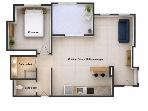 Appartement
         2 pièces
        - 42 m² Exclusivité 115 000 € *