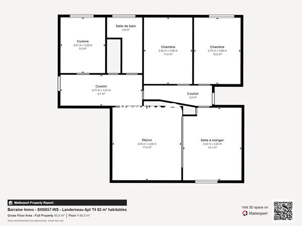 Vente appartement à Landerneau, 4 pièces 81.93m²
