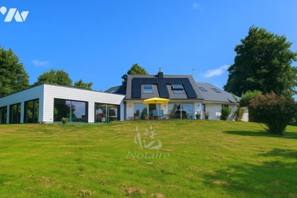 Belle contemporaine avec piscine couverte, terrain de 1,2 ha avec étang – proche plages de Keremma