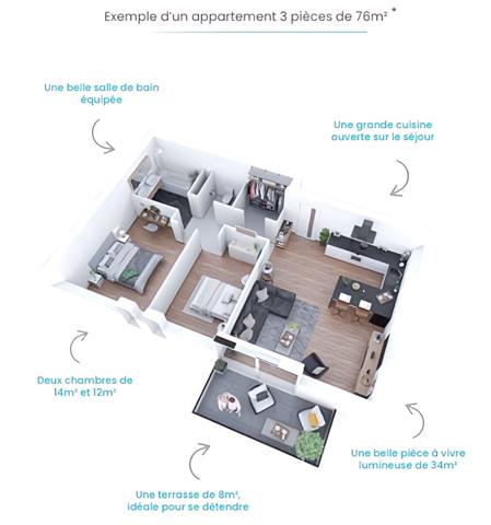 T3 neuf sur Amboise 76.43m2