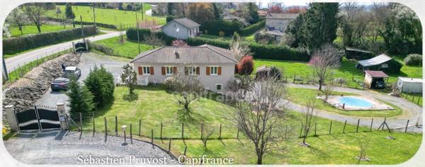 Dpt Dordogne (24), à vendre proche de THIVIERS plain-pied 3 chambres sur sous-sol P8 de 177 m² - Terrain de 2142 m² - Studio Indépendant