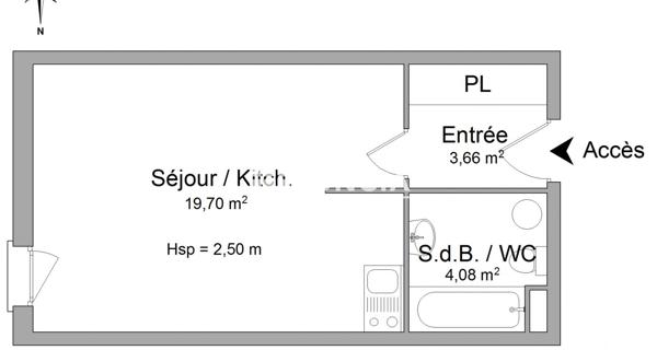 Location Studio 27.44 m² - Orléans 45000