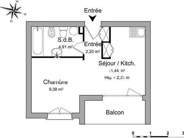 Location Studio 27.9 m² - 46 RUE ADOUE Oloron Sainte Marie 64400