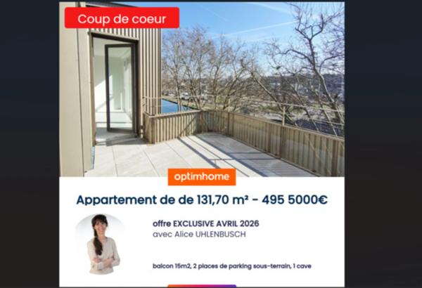 495 500 € - Mulhouse- Résidence ou Investissement PRESTIGE - Appartement 5 Pièces (dont 1 Studio Indépendant) + 2 stationnements intérieurs