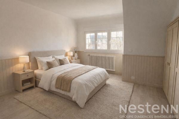 PLUNERET / Auray Saint-Goustan : maison rénovée de 120 m² avec jardin, sous-sol et poêle à bois