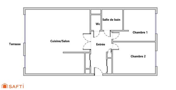 Appartement 3 pièces de 65m² avec terrasse
