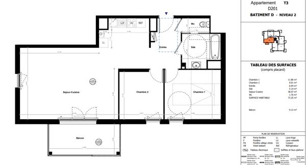 T3 de 71 m2 a vendre - Orvault cholière - L'Agence Locale