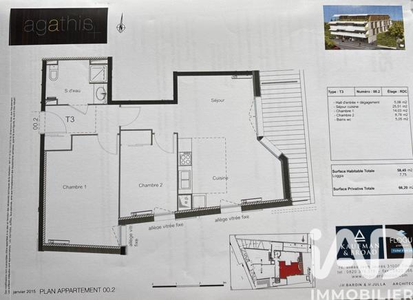 Appartement à vendre 3 pièces 56 m² Blagnac