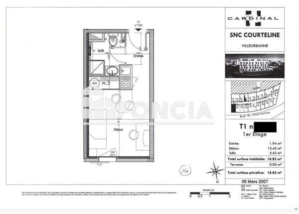 À vendre Studio 18.8 m² - Villeurbanne 69100
