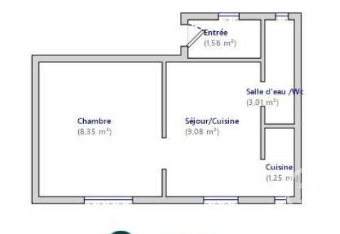 Appartement F2 à vendre  2 pièces - 24,08 m2 PARIS - 75013