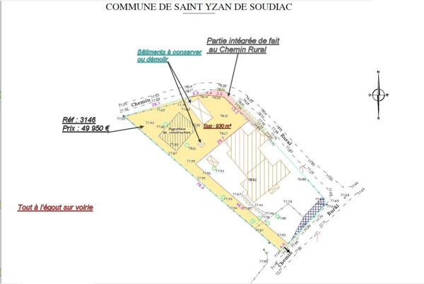 ST YZAN DE SOUDIAC TERRAIN 930 M² Saint-Yzan-de-Soudiac (33920)