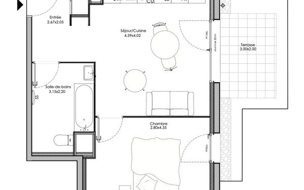 Appartement à vendre    2 pièces • 41,30 m2 Neuville-sur-Saône