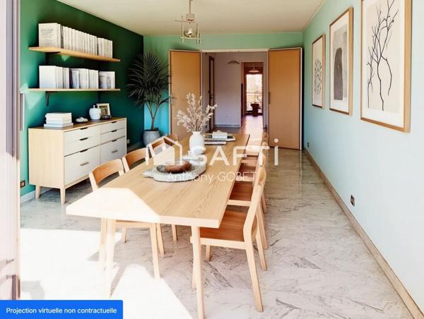 appartement 94m2 , 4P traversant lumineux , balcon, terrasse , cave, 2 salle d'eau ,3wc