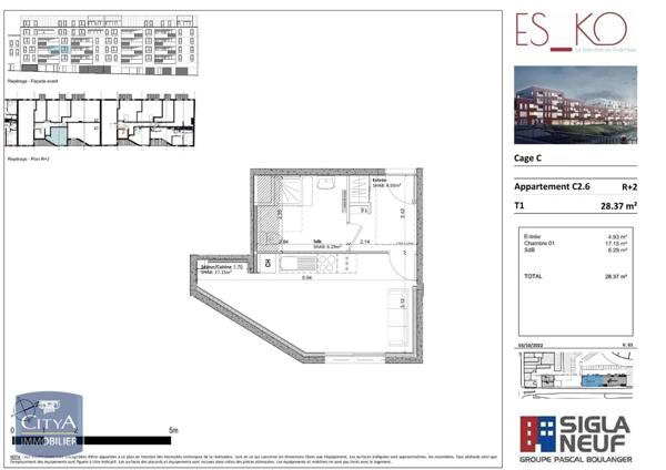 Appartement à louer 1 pièce 28.37m²
