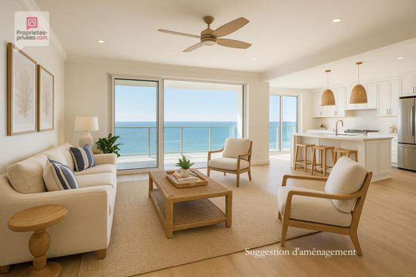 Vente appartement T4 au dernier étage,115 m², vue mer, terrasses, Perros-Guirec (22700)